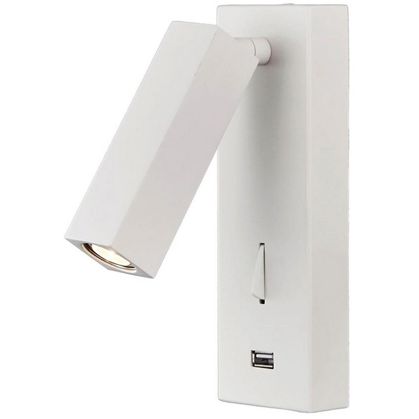 Спот светодиодный для чтения с USB и выключателем Loft It Floadow LOFT2017-WH-82969