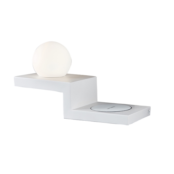 Настенный светодиодный светильник с полкой, беспроводным ЗУ IP20 Mantra Zanzibar 6751-21998 в форме шара