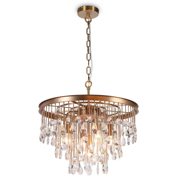 Подвесная каскадная люстра хрустальная Maytoni Linn MOD091PL-05G-91185 с подвесками