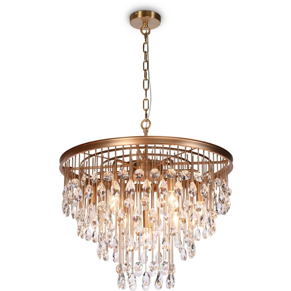 Подвесная каскадная люстра хрустальная Maytoni Linn MOD091PL-07G-89241 с подвесками