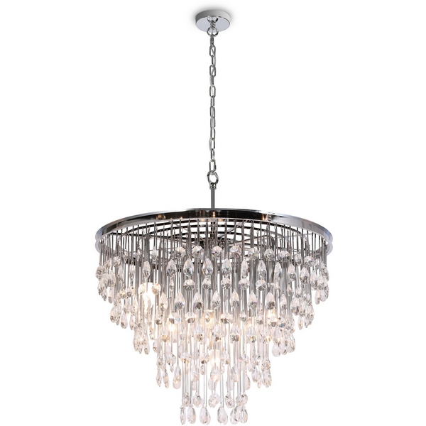 Подвесная каскадная люстра хрустальная Maytoni Linn MOD091PL-09CH-69342 с подвесками