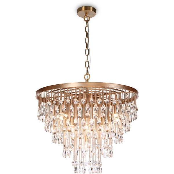 Подвесная каскадная люстра хрустальная Maytoni Linn MOD091PL-09G-18419 с подвесками