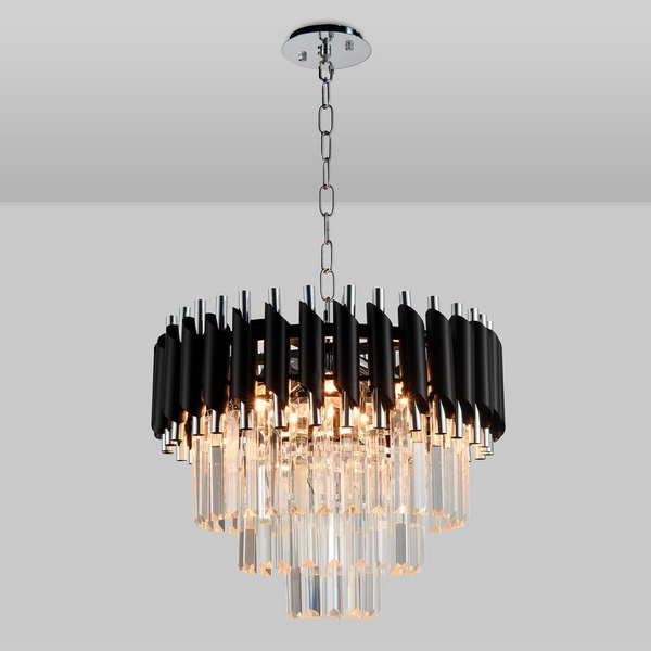 Подвесная люстра хрустальная Natali Kovaltseva DARIAN 76017/5C CHROME BLACK-58754 5 x E14, 40W, CHROME BLACK