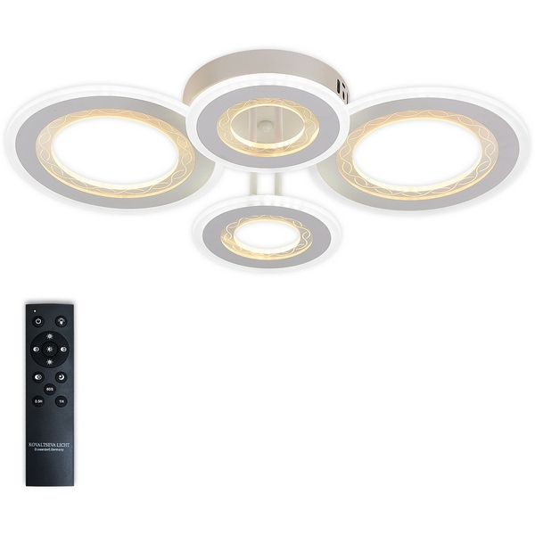 Потолочная люстра светодиодная Natali Kovaltseva Groove LED LAMPS 81196-58754 с пультом ДУ, 140W, белый, LED