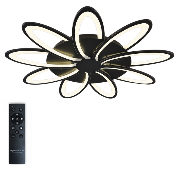 Потолочная люстра светодиодная с ПДУ, регулировкой цветовой температурой яркости ночным режимом таймером HIGH-TECH LAMPS 82009 Natali Kovaltseva LED BLACK