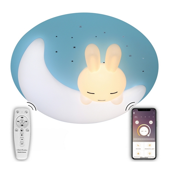 Потолочная люстра светодиодная для детской с пультом и управлением со смартфона регулировкой яркости цветовой температуры ночной режим таймер LAMPS 81087 Natali Kovaltseva LED (Умный дом)