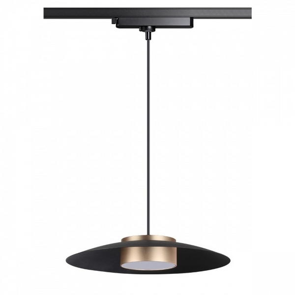 Cветильник светодиодный трековый однофазный трехжильный, провод 1м IP20 4000K 18W 220-240V NT21 089 черный/золото Novotech Pilz 358592-48986