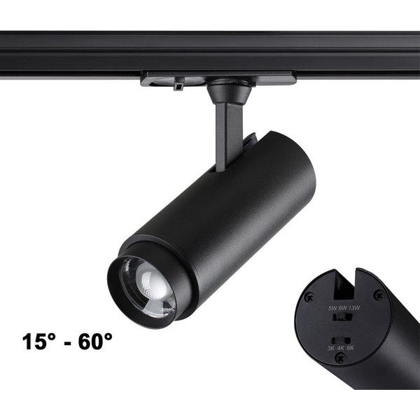Однофазный трехжильный трековый светильник LED с перекл. цв.температуры и мощности 3000К4000К6000К 5W/9W/13W 220V Novotech Nail 359029-45894