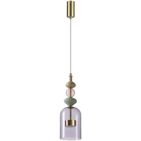 Каскадный подвесной светильник Odeon Light Palleta 5045/12LA-58080 античн.бронза/фиолетовый/металл/стекло/керамика LED 12W 4000К 1400Лм