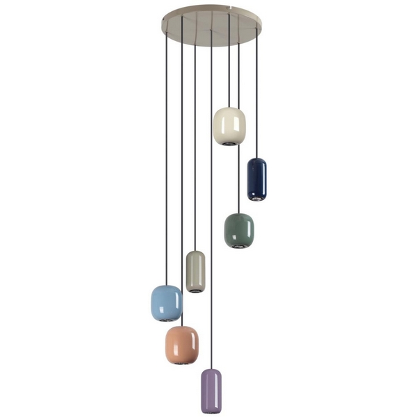 Каскадный подвесной светильник Odeon Light Ovali 5053/7-58080 PENDANT цвет слонов.кости/мультиколор/металл GU10 LED 7*4W