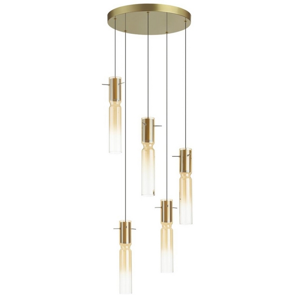 Подвесная каскадная люстра Odeon Light Scrow 5058/25LA-99917 PENDANT золотой/янтарный/металл/стекло LED 5*5W 3000K