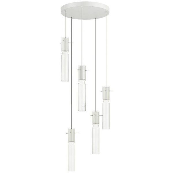 Подвесная каскадная люстра Odeon Light Scrow 5058/25LB PENDANT белый/прозрачный/металл/стекло LED 5*5W 3000K