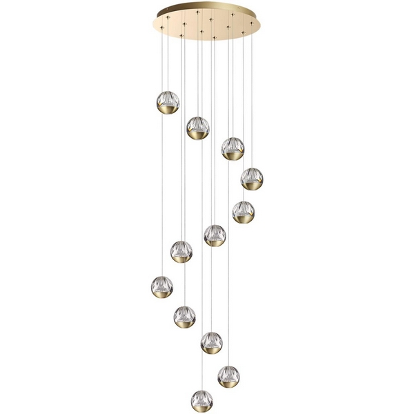 Каскадная люстра Odeon Light Sono 5101/60L-79907 под латунь/прозрачный/акрил LED 60W (12*5W) 4000K