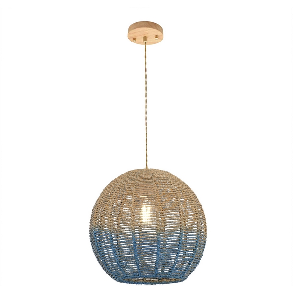 Светильник подвесной ST Luce Vimini SL1514.623.01-73567 Древесный/Бежевый,Синий E27 1*40W в форме шара