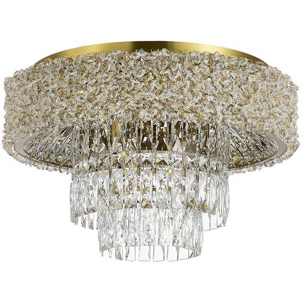 Потолочная люстра хрустальная ST Luce Seline SL1637.302.10-42196 Латунь/Прозрачный, Янтарный E14 10*60W с подвесками