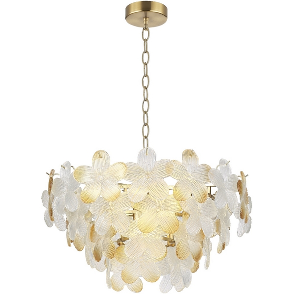 Потолочна люстра на штанге ST Luce Tender SL6240.203.12-43955 золотистый/Прозрачный, январный E14 12*60W с цветами