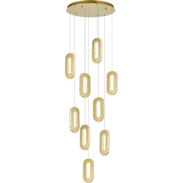 Каскадный подвесной светильник ST Luce Allungo SL6506.203.09-26637 Золотистый/Золотистый, Прозрачный LED 9*9W