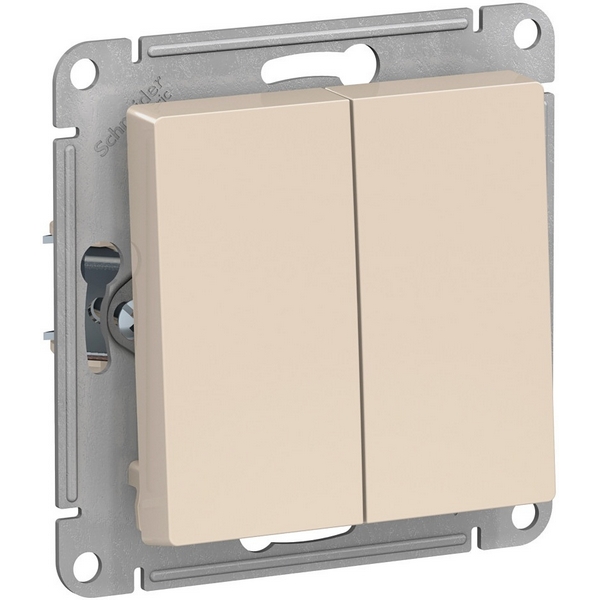 Выключатель двухклавишный (бежевый) Systeme Electric AtlasDesign ATN000251-46898