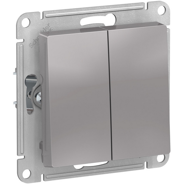Выключатель двухклавишный (алюминий) Systeme Electric AtlasDesign ATN000351-24817
