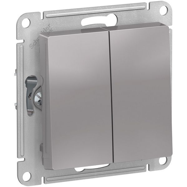 Выключатель двухклавишный (алюминий) Systeme Electric AtlasDesign ATN000365-24817