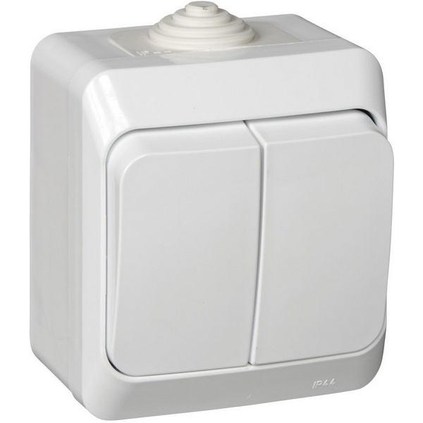 Выключатель двухклавишный (белый) Systeme Electric BA10-042B-46898