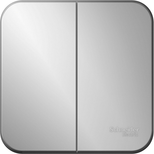 Выключатель двухклавишный (алюминий) Systeme Electric Blanca BLNVA105013-99651