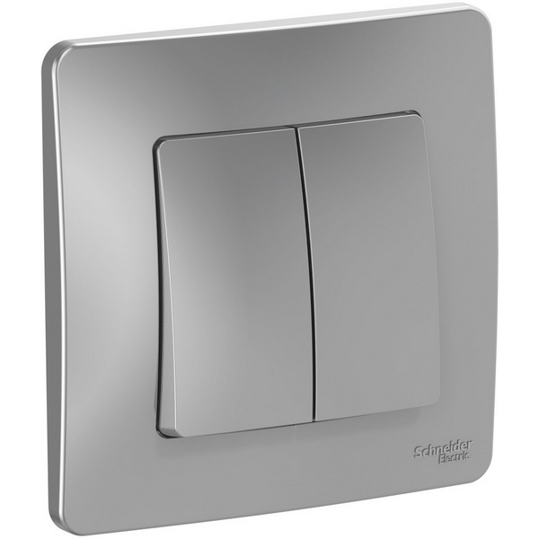 Выключатель двухклавишный (алюминий) Systeme Electric Blanca BLNVS010503-51721