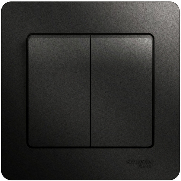 Выключатель двухклавишный (антрацит) Systeme Electric Glossa GSL000752-51721