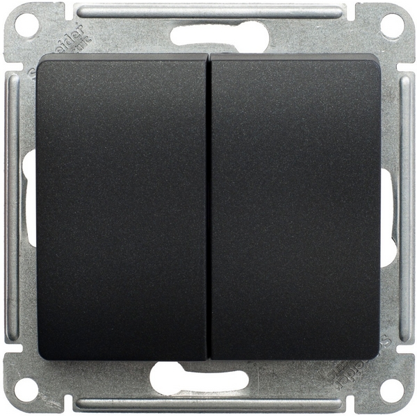 Выключатель двухклавишный (антрацит) Systeme Electric Glossa GSL000765