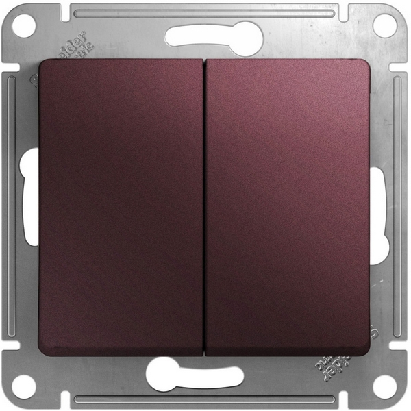 Выключатель двухклавишный (баклажановый) Systeme Electric Glossa GSL001151-99651