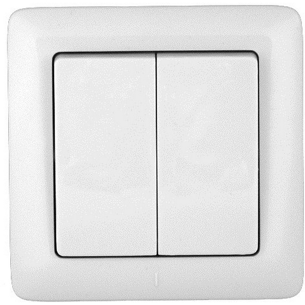 Выключатель двухклавишный (белый) Systeme Electric VS56-234-B-99651