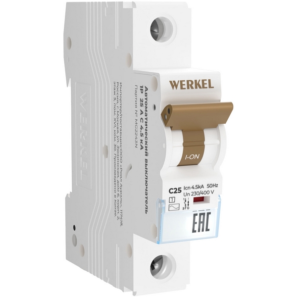 Автоматический выключатель 1P 25 A C 4,5 kА Werkel W901P254-40977 (a062489)