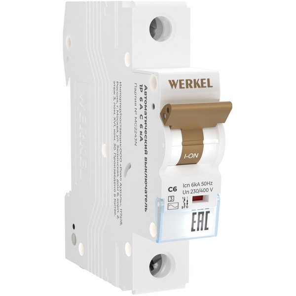 Автоматический выключатель 1P 6 A C 6 кА Werkel W901P066 (a062533)
