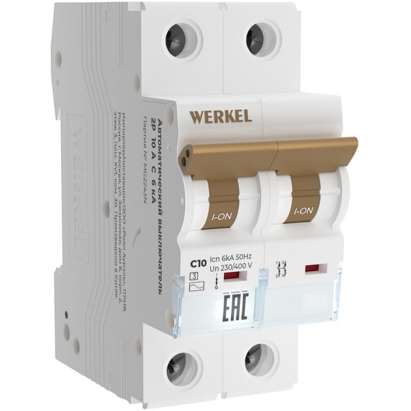 Автоматический выключатель 2P 10 A C 6 кА Werkel W902P106-44144 (a062541)