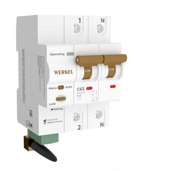 Умный автоматический выключатель 2 P 63 A C 6 kA Werkel W1002P6301 (a063127)